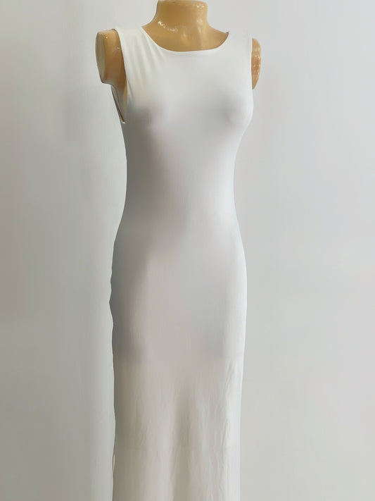Vestido largo con aberturas laterales blanco
