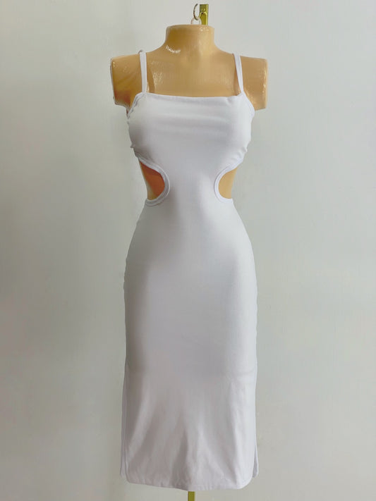 Vestido abertura en la espalda blanco