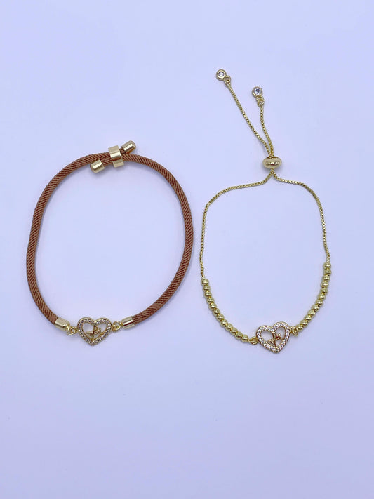 Pulsera graduable dije corazón fe
