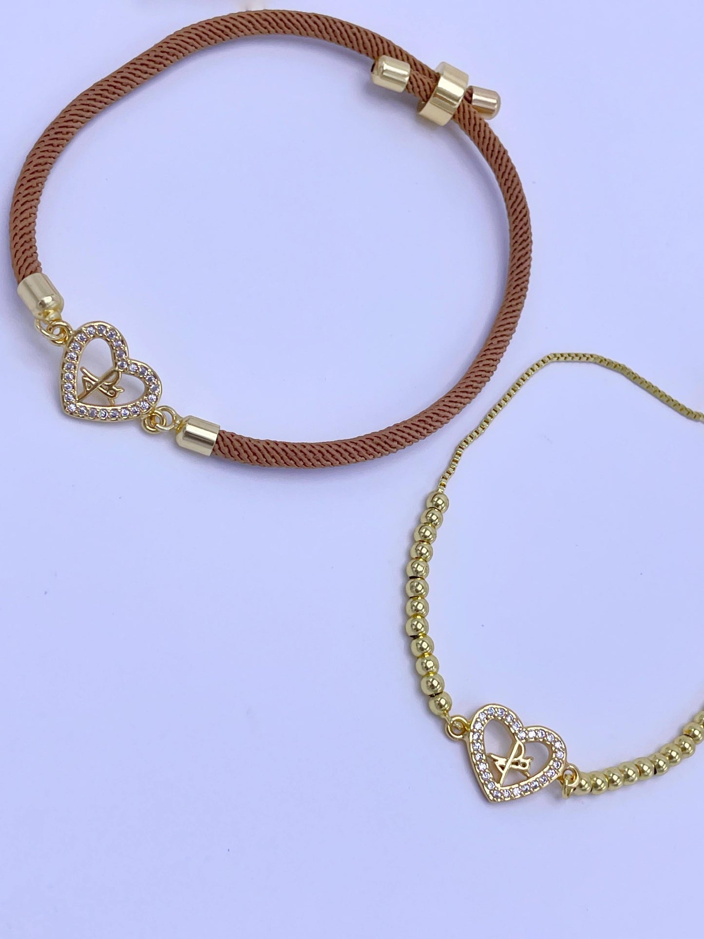 Pulsera graduable dije corazón fe