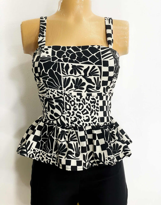 Blusa estampada color blanco-negro