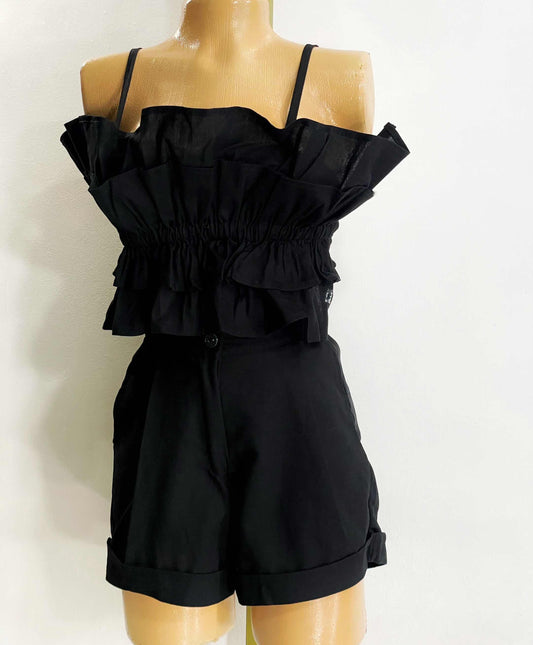 Set crop top + short negro