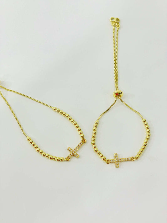 Pulsera ajustable dije cruz