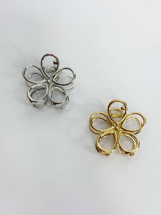 Mini pinzas metalizada forma flor