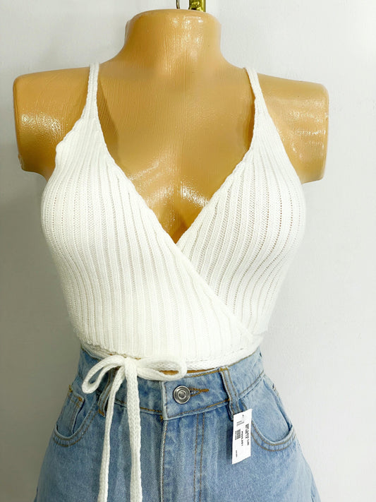 Crop top tejido blanco
