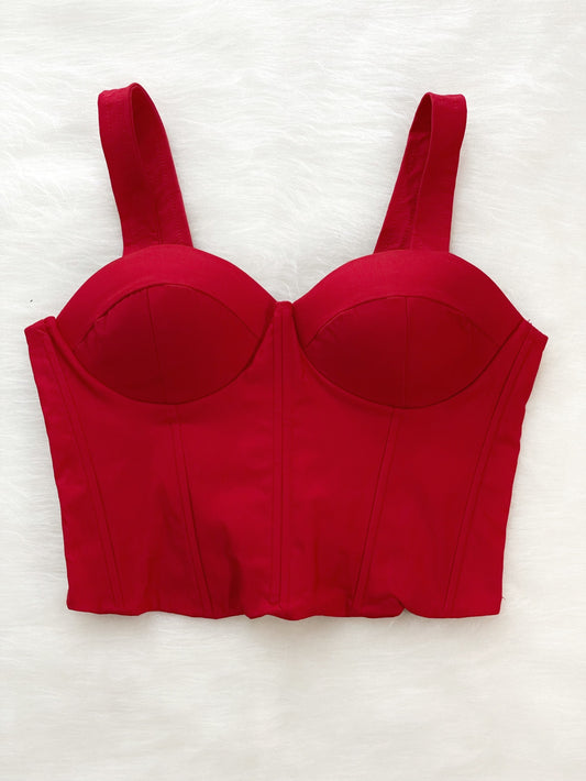 Corset de copas ajustable rojo