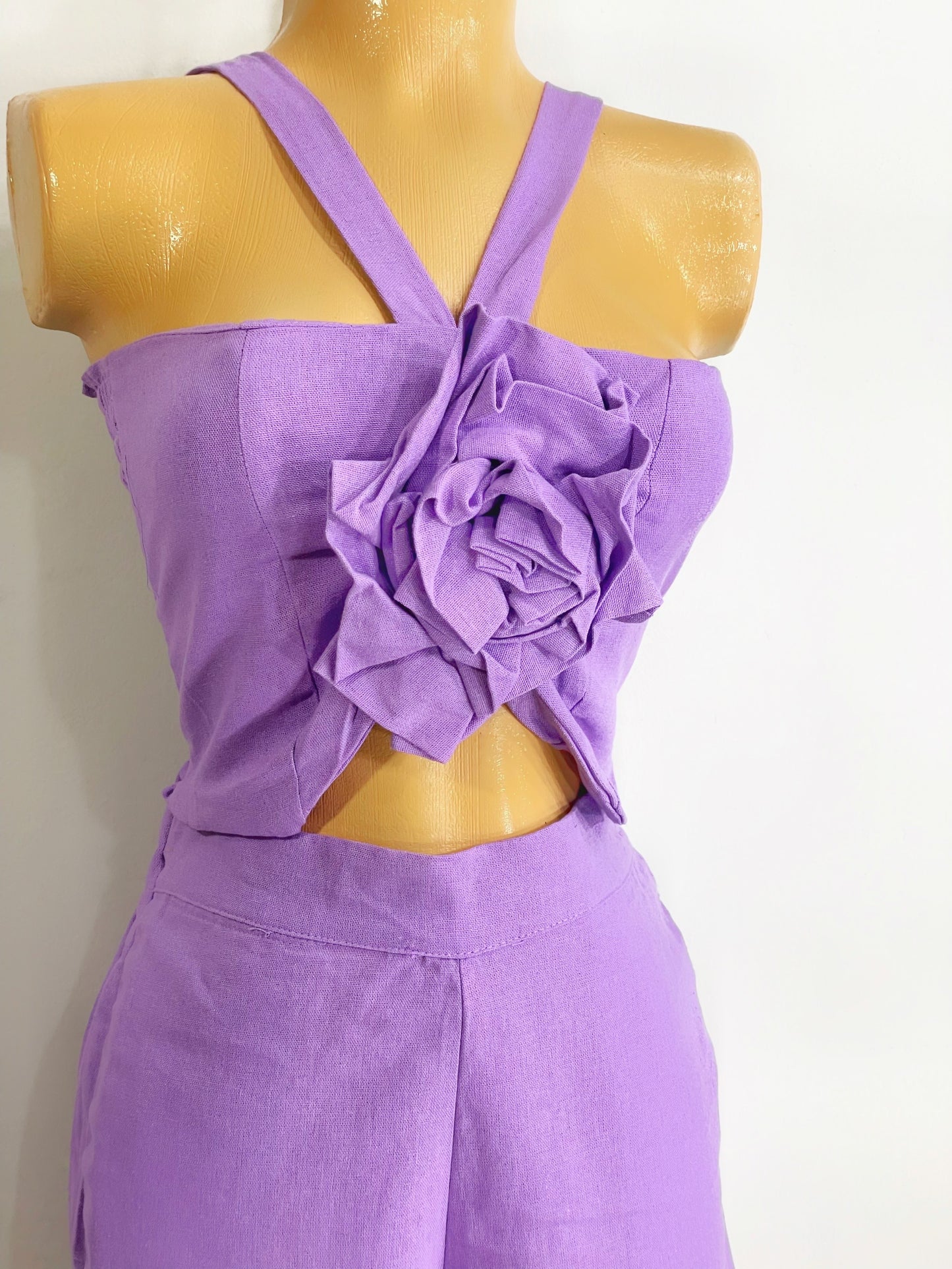 Set blusa + short lino lila