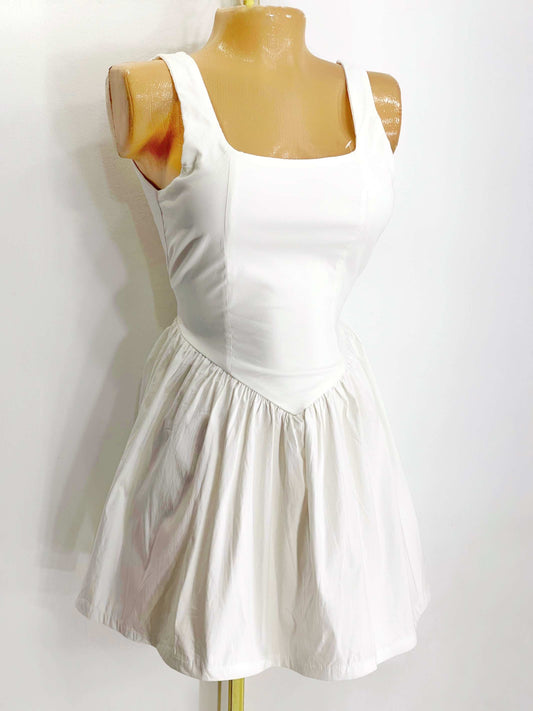Vestido corte V marfil