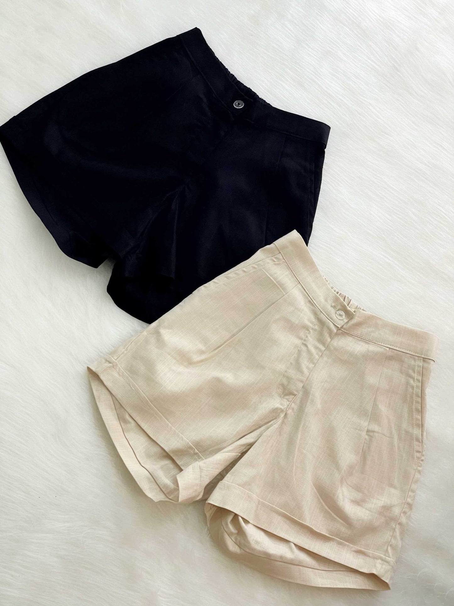 Short talle alto lino beige