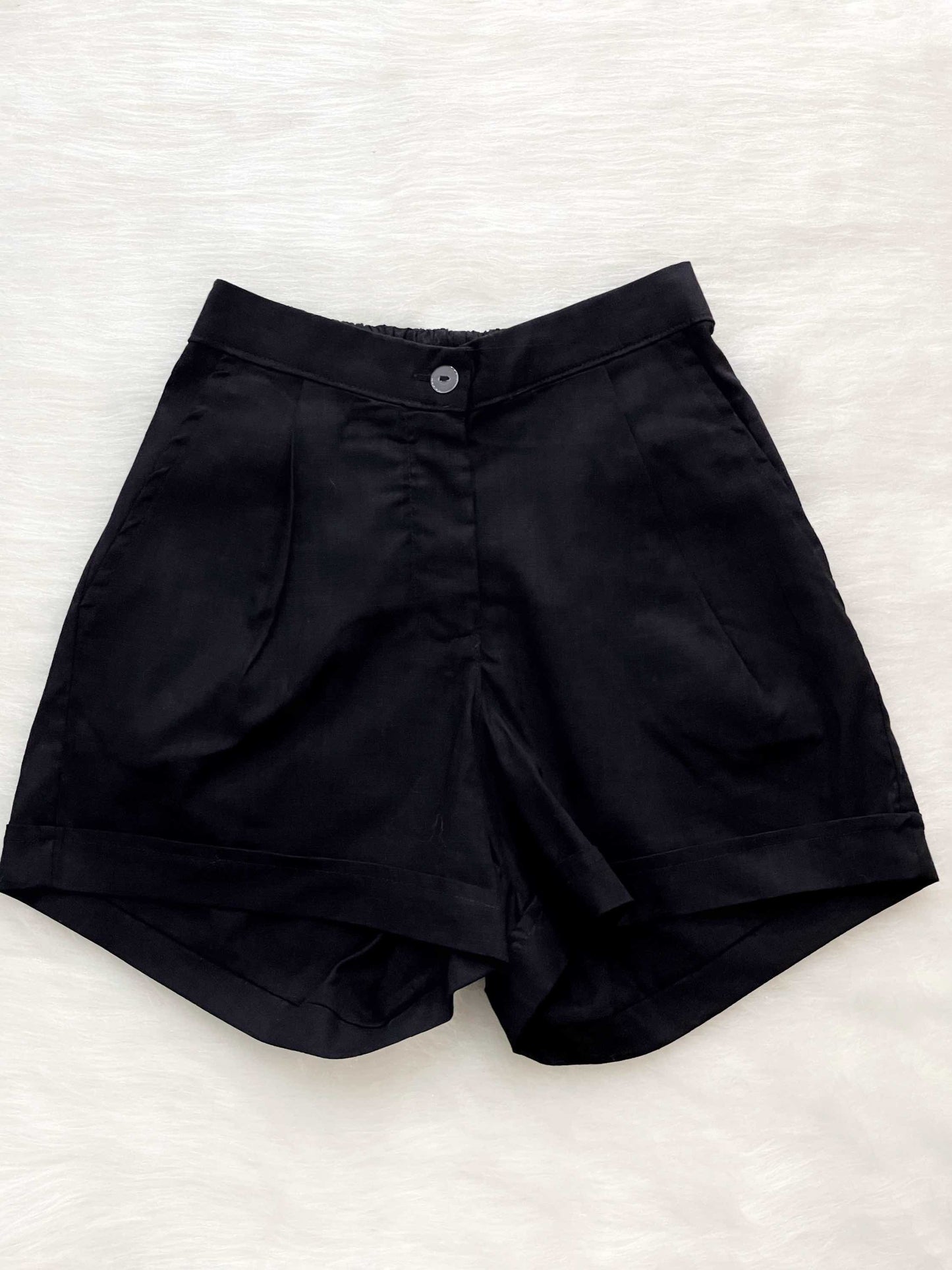 Short talle alto lino negro