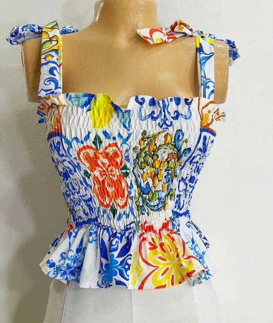 Blusa de boleros fondo tonos vivos