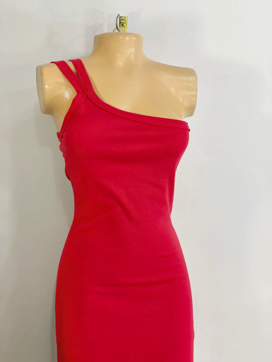Vestido tiras doble rojo