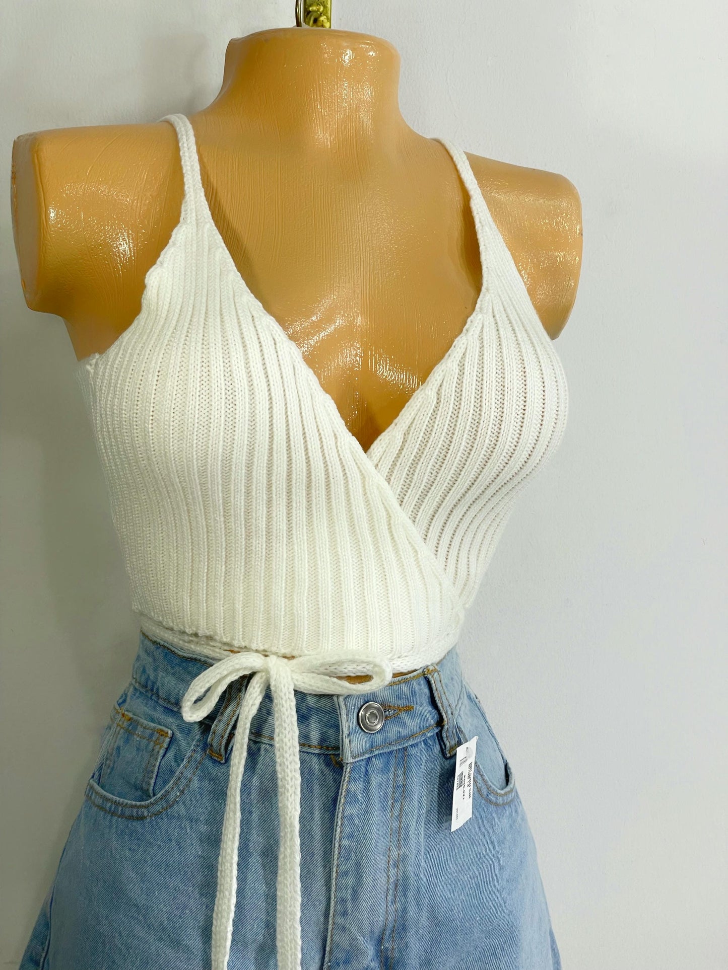 Crop top tejido blanco