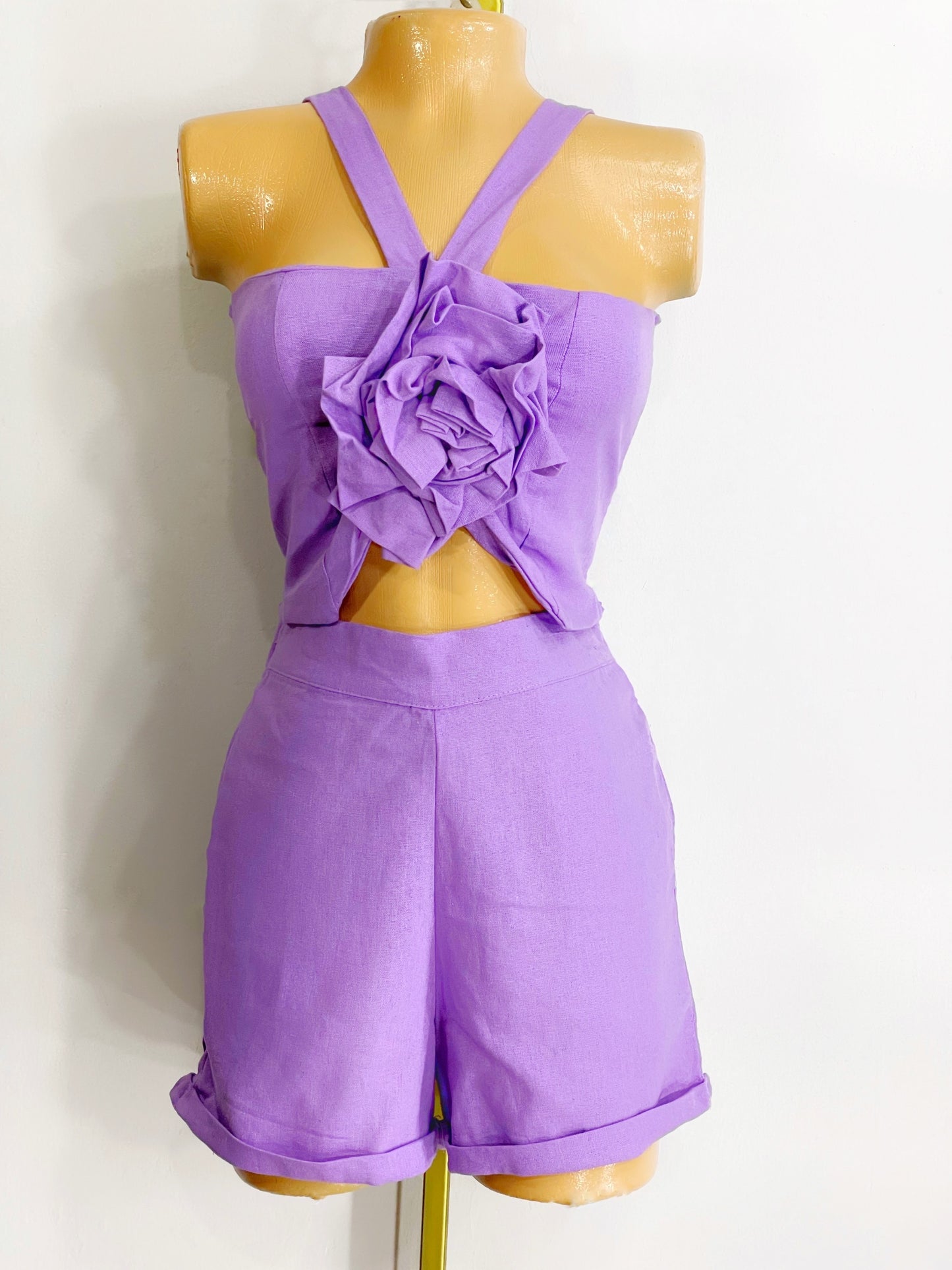 Set blusa + short lino lila