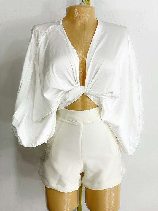 Blusa ajustable blanca